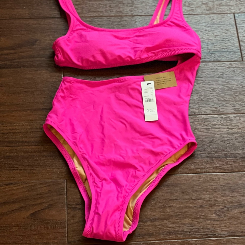 NWT Neon Flamingo Cutout one-piece swimsuit